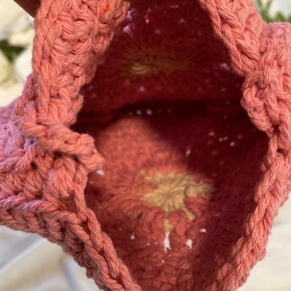 Pink and Cream Handmade Crochet Flower Bag - Picture 5 of 6